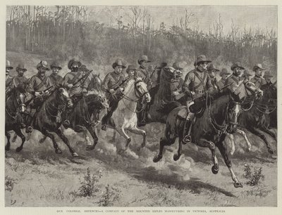 Nos défenses coloniales, une compagnie des fusiliers montés manœuvrant à Victoria, Australie - Frank Dadd